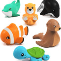 Tub Works® Marine™ Mold Free Bath Toys, 6 Pack | Sealed, No Hole Bath Toys Design Keeps Moisture Out | Soft, Squeezable & Float on Water | Easy-Grip Baby & Toddler Bath Toy Set | Great Baby Pool Toys