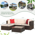 Devoko 5 Pieces Patio Furniture Sets All Weather Outdoor Sectional Patio Sofa Manual Weaving Wicker Rattan Patio Seating Sofas with Cushion and Glass Table(Beige)