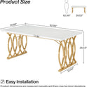 Tribesigns Modern Dining Table, 63" Large Kitchen Table for 4-6 People, Unique Rectangular Dinner Table Kitchen & Dining Room Furniture with Faux Marble Tabletop and Geometric Legs