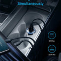 USB C Car Charger Adapter, Anker 52.5W Cigarette Lighter USB Charger, 323 Anker Car Charger with 30W PowerIQ 3.0 Fast Charging for iPhone 15/15 Plus/15 Pro/15 Pro Max, Galaxy S23/22, Pixel