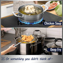 Hiware Solid Stainless Steel Spider Strainer Skimmer Ladle for Cooking and Frying, Kitchen Utensils Wire Strainer Pasta Spoon, 5.4 Inch