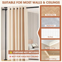 Room Divider No Drilling Curtain Rod Wall Divider for Room Separation, 4-10ft(H) 28-114inch(W) Adjustable, Heavy Duty Partition Space Separator Freestanding Tension Curtain Stand, Black