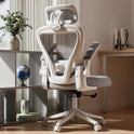 Ergonomic Office Chair M903, Computer Desk Chair with Wheels, High Back Mesh Office Chair with Adjustable Lumbar Support, Headrest, Flip-Up Armrests, Withe Grey