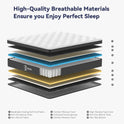 Queen Mattress 12 inch, Hybrid Mattress in a Box, Individually Pocket Springs, Medium Firm Feel for Pressure Relief, Breathable Comfort, CertiPUR-US Certified, Gray&White