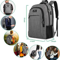 MATEIN Travel Laptop Backpack, Business Anti Theft Slim Sturdy Laptops Backpack with USB Charging Port, Water Resistant College School Computer Bag Gift for Men & Women Fits 15.6 Inch Notebook, Grey