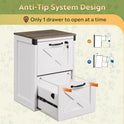 DEVAISE 2 Drawer File Cabinet with Lock, Wood Farmhouse Filing Cabinet for Home Office, Printer Stand Fits Letter and A4 Size, White