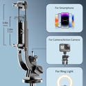 71" Phone Tripod & Selfie Stick, All in One Extendable Cell Phone Tripod with Wireless Remote, Tripods Stand for iPhone & Travel Selfie Stick 360° Rotation Compatible with iPhone Android, Camera