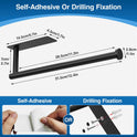 Paper Towel Holder - Self-Adhesive or Drilling, Matte Black Wall Mounted Rack - SUS304 Stainless Steel Kitchen Roll Dispenser Under Cabinet