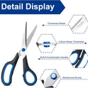 Scissors, BOOMIBOO 8" All Purpose 6 Pack - Comfort-Grip Scissors for Office Desk Accessories Sewing Fabric Home Craft School Supplies, Teacher/Class Supplies, Right/Left Handles