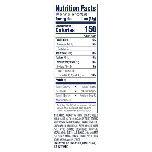 Zbar - Chocolate Chip - Soft-Baked Energy Snack Bars - Non-GMO - 12g Whole Grains - USDA Organic Granola Bars (18 Pack)
