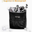 HOTOR Car Trash Can with Lid and Storage Pockets - 100% Leak-Proof Organizer, Waterproof Garbage Can, Multipurpose Trash Bin for Car, 2 Gallons, Black