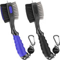 THIODOON 2 Pack Golf Club Brushes and Groove Cleaner 2 ft Retractable Zipline Carabiner Golf Brush Head with Retractable Spike Comfortable Grip Golf Club Cleaner