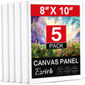 ESRICH Canvas Boards for Painting, 5 Pack Canvases for Painting 8x10 Cotton Primed Acid Free Blank Canvas Panels for Oil Paint, Watercolor, Acrylic Paint, Gouache and Tempera