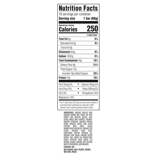 CLIF BAR - Energy Protein Bars - Cool Mint Chocolate with Caffeine - Made with Organic Oats - Energy Bars - Non-GMO - (10 Pack)