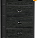 Furnulem Tall Dresser with 6 Drawers,Vertical Bedside End Table & Chest for Bedroom,Black Storage Tower Dorm Nightstand with Fabric Drawer Organizer Unit Furniture in Living Room,Closet,Hallyway