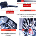 Professional 4 Pack Long Handle Wheel Brush Kit for Cleaning Wheel and Tire- 2X Soft Wheel Cleaning Brush, Detailing Brush and Stiff Tire Brush, Bendable& Durable Wheel Rim Cleaner Brush Set