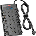 Power Strip, SUPERDANNY Surge Protector with 22 AC Outlets and 6 USB Charging Ports, 1875W/15A, 2100 Joules, 6.5Ft Flat Plug Heavy Duty Extension Cord for Home, Office, Dorm, Gaming Room, Black