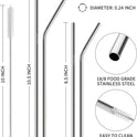 Hiware 12-Pack Reusable Stainless Steel Metal Straws with Case - Long Drinking Straws for 30 oz and 20 oz Tumblers Dishwasher Safe - 2 Cleaning Brushes Included