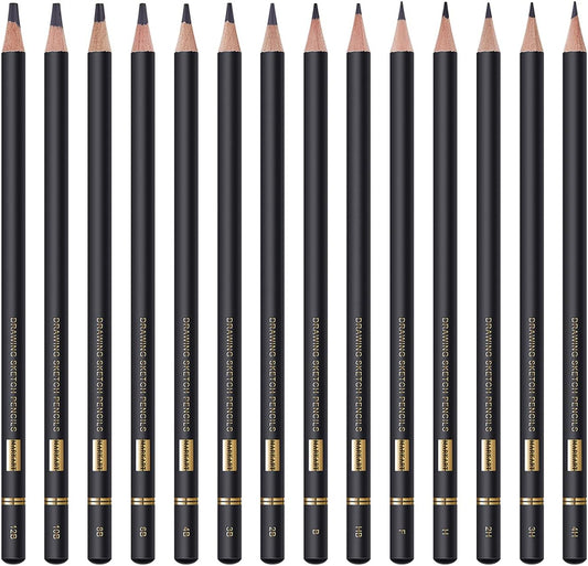 MARKART Professional Drawing Sketching Pencil Set - 14 Pieces,Graphite,(12B - 4H), Ideal for Drawing Art, Sketching, Shading, Artist Pencils for Beginners & Pro Artists