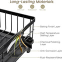 SNTD Dish Drying Rack - Small Dish Rack for Kitchen Counter, Stainless Steel Dish Drainer with Utensil Holder and Drainboard, 11" W x 15" L (Black)