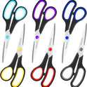 Scissors Set of 6-Pack, 8" Scissors All Purpose Comfort-Grip Handles, Sharp Scissor for Office Home School Craft Sewing Fabric Supplies, High/Middle School Student Teacher, Right/Left Hand