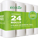 ECOLipak Bamboo Toilet Paper, Septic Safe Toilet Tissue, 24 Double Rolls, 320 Sheets Per Roll, Tree Free, Non Toxic, 2 Ply, Soft and Absorbent, Eco Friendly Dye-Free Paper