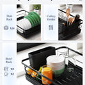 Kitsure Dish Drying Rack for Kitchen Counter, Stainless Steel Sink Organization and Storage Essentials with Cutlery Holder, Home and Appartment Decor, 12''W x 15.5''L, Black
