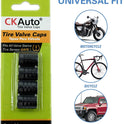 CKAuto Tire Valve Stem Caps, Black, 4 pcs/Pack, Anodized Aluminum Tire Valve Cap Set, Corrosion Resistant, Universal Stem Covers for Cars Trucks Motorcycles SUVs and Bikes