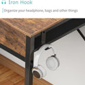 Lufeiya Small Computer Desk with 2 Drawers for Bedroom, 31 Inch Home Office Desk with Storage Fabric Drawer and Bag, Study Writing Table for Small Spaces, Rustic Brown