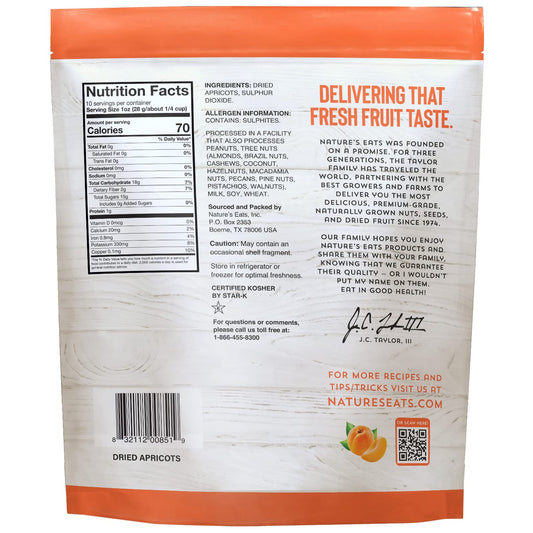 Nature's Eat Sun Dried Turkish Apricots - Dried Apricots Organic, Healthy Fruit Snacks for Adults & Kids - No Sugar Added - Gluten Free & Vegan - Resealable Bag 10 Ounce (Pack of 1)