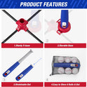 3-in-1 Baseball Set for Kids 3-5 - Tee Ball Stand, Hanging Tee, Ball Launcher and 6 Softballs - Adjustable Height, Indoor/Outdoor Sport Gifts for Boys Girls, Blue