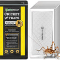 MaxGuard Extra Large Cricket Traps (8 Traps) | Non-Toxic Extra Sticky Glue Board Pre-Baited Cricket Attractant Trap & Kill House Crickets, Insects, Spiders, Bugs