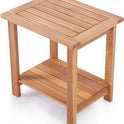 Double Adirondack Side Table, Weather-Resistant Rectangular End Table for Patio, Garden, Lawn, and Living Room. Ideal as a Stylish Indoor and Outdoor Side Table Companion, Natural
