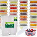 Freshware Food Storage Containers [50 Set] 8 oz Plastic Deli Containers with Lids, Slime, Soup, Meal Prep Containers | BPA Free | Stackable | Leakproof | Microwave/Dishwasher/Freezer Safe