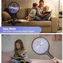 YISSVIC Electric Fly Swatter Bug Zapper Racket Dual Modes Mosquito Killer with Purple Mosquito Light Rechargeable for Indoor Home Office Backyard Patio Camping (Black) (Black-1 Pack)