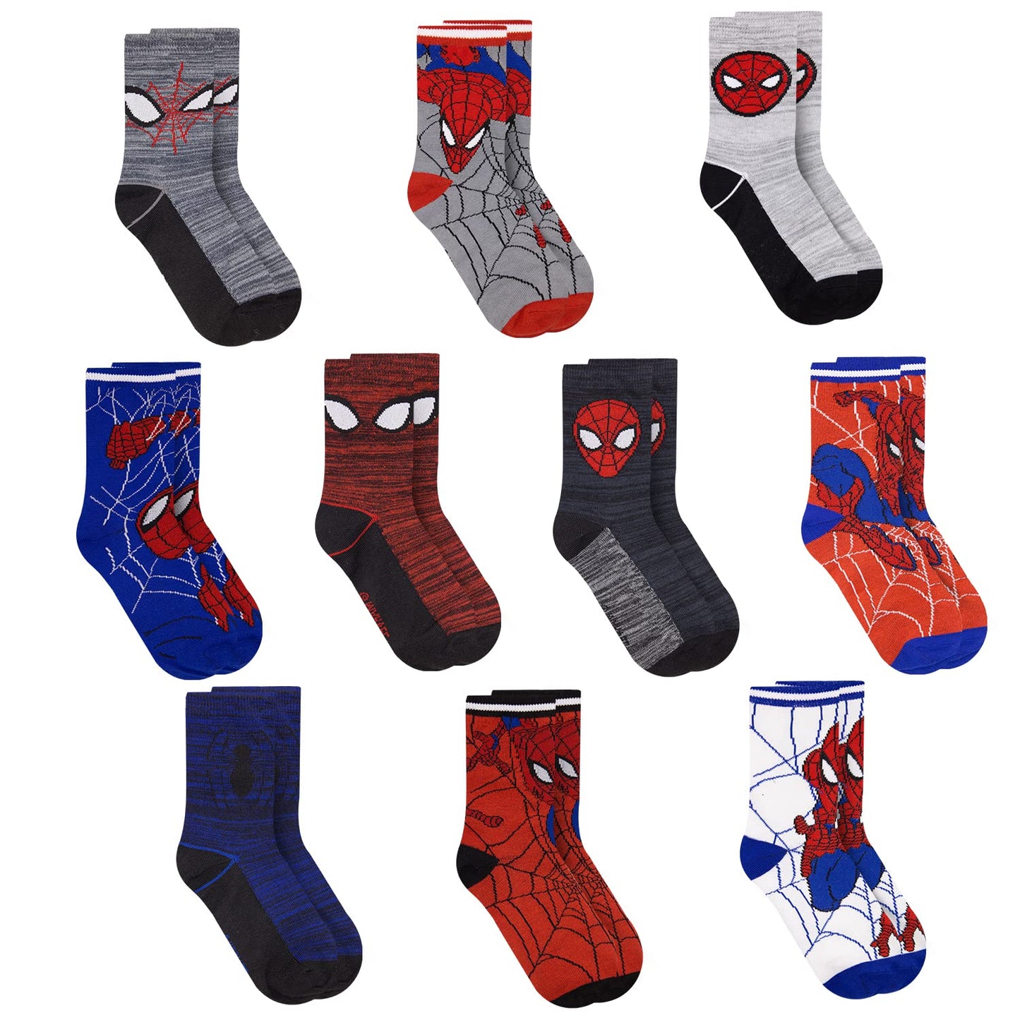 Marvel Spiderman Boys Socks - 10-Pack Decorative Toddler Socks with Amazing Legends Design