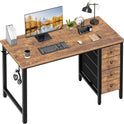 Lufeiya 40 inch Computer Desk with 4 Fabric Drawers, Kids Student Reversible Small Desks for Home Office Small Space, Work PC Desk Table for Bedroom, Rustic Brown