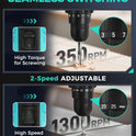 COMOWARE 20V Cordless Drill, Electric Power Drill Set with 1 Battery & Charger, 3/8” Keyless Chuck, 2 Variable Speed, 266 In-lb Torque, 25+1 Position and 34pcs Drill/Driver Bits