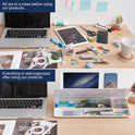 TSJ OFFICE Small Desktop Whiteboard -Glass Dry Erase Board Computer Keyboard Stand White Board Surface Pad with Drawer, Desk Organizers with Accessories for Office, Home, School Supplies