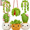 MAGIMUSE Crochet Kit for Beginners, Crochet Starter Kits, Amigurumi Craft Knitting Crocheting Kits with Step-by-Step Video Tutorials, 6 Pack Hanging Potted Plants Family(40%+ Yarn