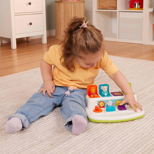 Battat – Cause-and-Effect Toy – Developmental Toy With Buttons & Colors – Color Sorting Animal Toys – For Kids, Toddlers, Babies – 18+ Months – Pop – Up Pals