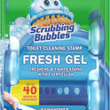 Scrubbing Bubbles Fresh Gel Toilet Bowl Cleaning Stamps, Helps Keep Toilet Clean and Helps Prevent Limescale & Rings, Rainshower Scent, 1 Dispenser with 24 Fresh Gel Stamps