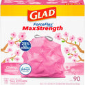 Glad Tall Kitchen Trash Bags 13 Gallon, MaxStrength Cherry Blossom Garbage Bags, Drawstring, 90 Count