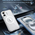 FNTCASE for iPhone 16 Case Clear: Magnetic Phone Cases with Screen Protector Drop Proof Compatible with Magsafe Slim Anti Yellowing Rugged Shockproof Protective Transparent Cell Cover (A-Clear)