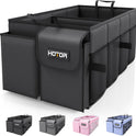 HOTOR Trunk Organizer - Car Organizer, Foldable Trunk organizer for SUVs & Sedans, Sturdy Car Organization for Car Accessories, Tools, Sundries, Black, 2 Compartments, 21.3"×12.6"×10.6"