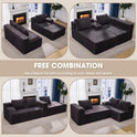 Hobestluk 96” Modular Sectional Sofa Couches L-Shape Couch 3 Seat Modular Sofa Memory Foam Sectional Couches for Living Room, Cloud Couch with Oversized Chaise (Grey, Stripe (Right Facing Chaise))