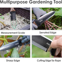 Hori Hori Garden Knife, Garden Tools with Sheath for Weeding,Planting,Digging, 7" Stainless Steel Blade with Cutting Edge, Full-Tang Wood Handle with Hanging Hole - Cart Shape