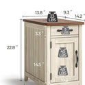 LINSY HOME Farmhouse End Table with Charging Station, Narrow Side Table for Living Room, Sofa Side Table with Drawer and Storage Cabinet, Small Nightstand for Home Office