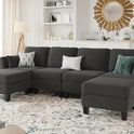 Modular Sectional Sofa, Convertible U Shaped Sofa Couch with High Density Memory Foam, 6 Seat Comfy Modular Sofa Couch for Living Room, Modern U Shaped Sectional Sofa, Dimgrey