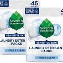 Seventh Generation Laundry Detergent Packs, Free & Clear, 90 Loads (2 pouches, 45 Ct EA)